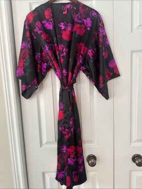 Full length satin kimono robe